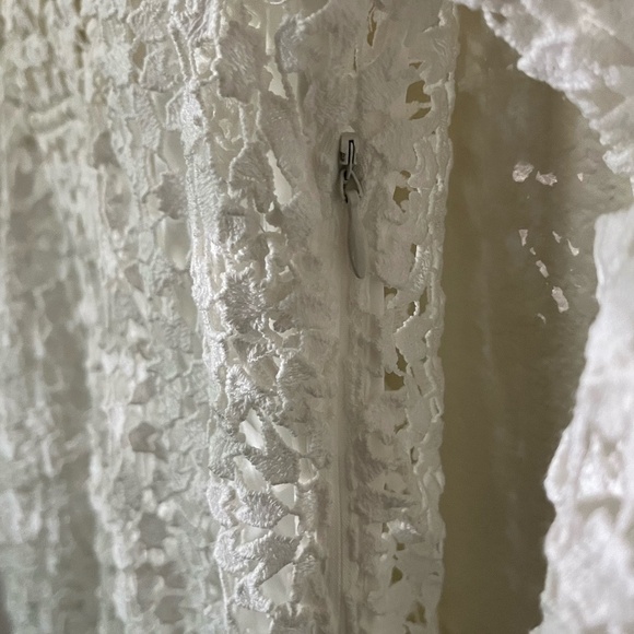 KATE SPADE NEW YORK | CROCHET LACE WHITE BELL SLEEVE SHIFT SUMMER DRESS | SIZE 2 - Picture 6 of 12